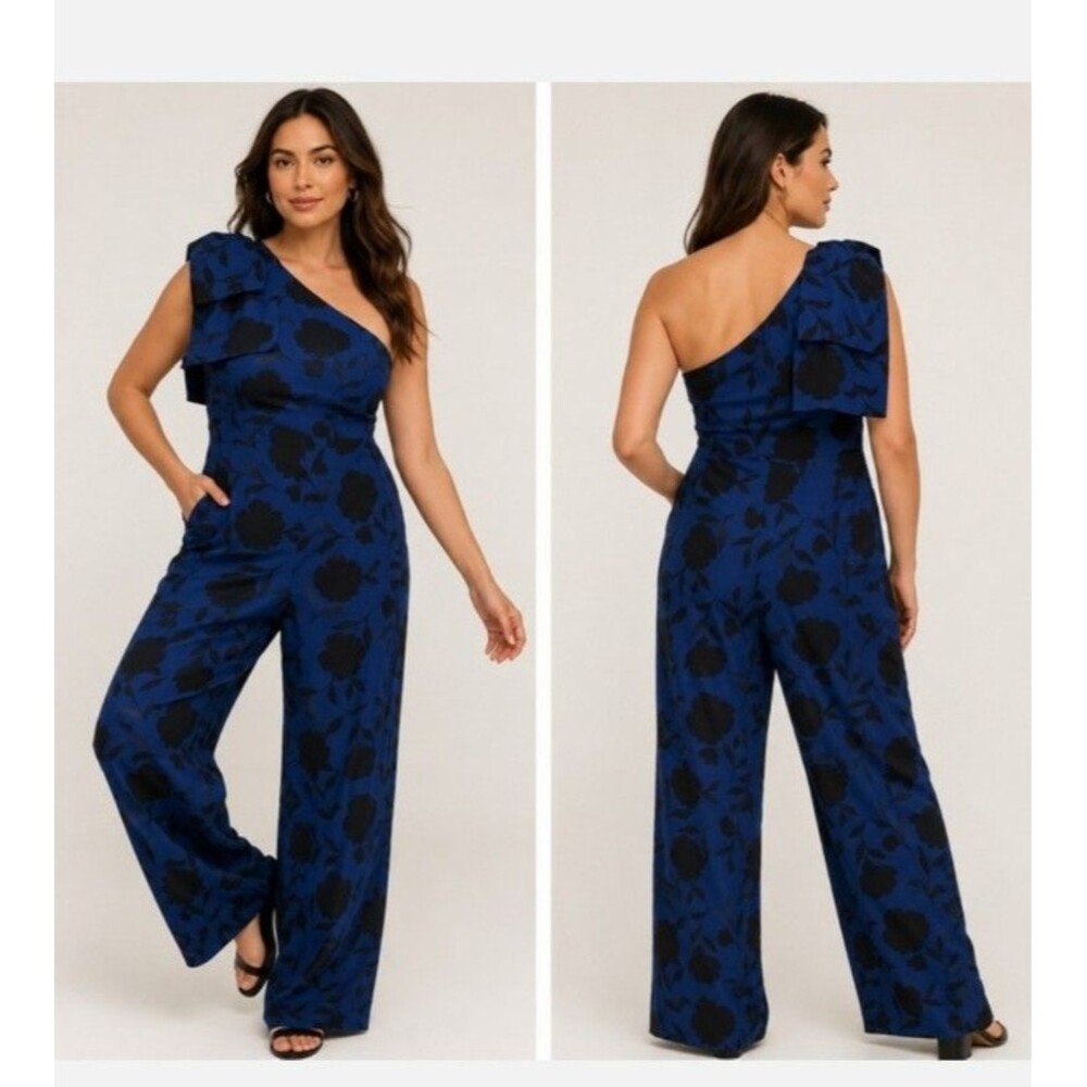 Kate Spade x Target Linen One Shoulder Wide Leg Jumpsuit Size 2 Modern Feminine